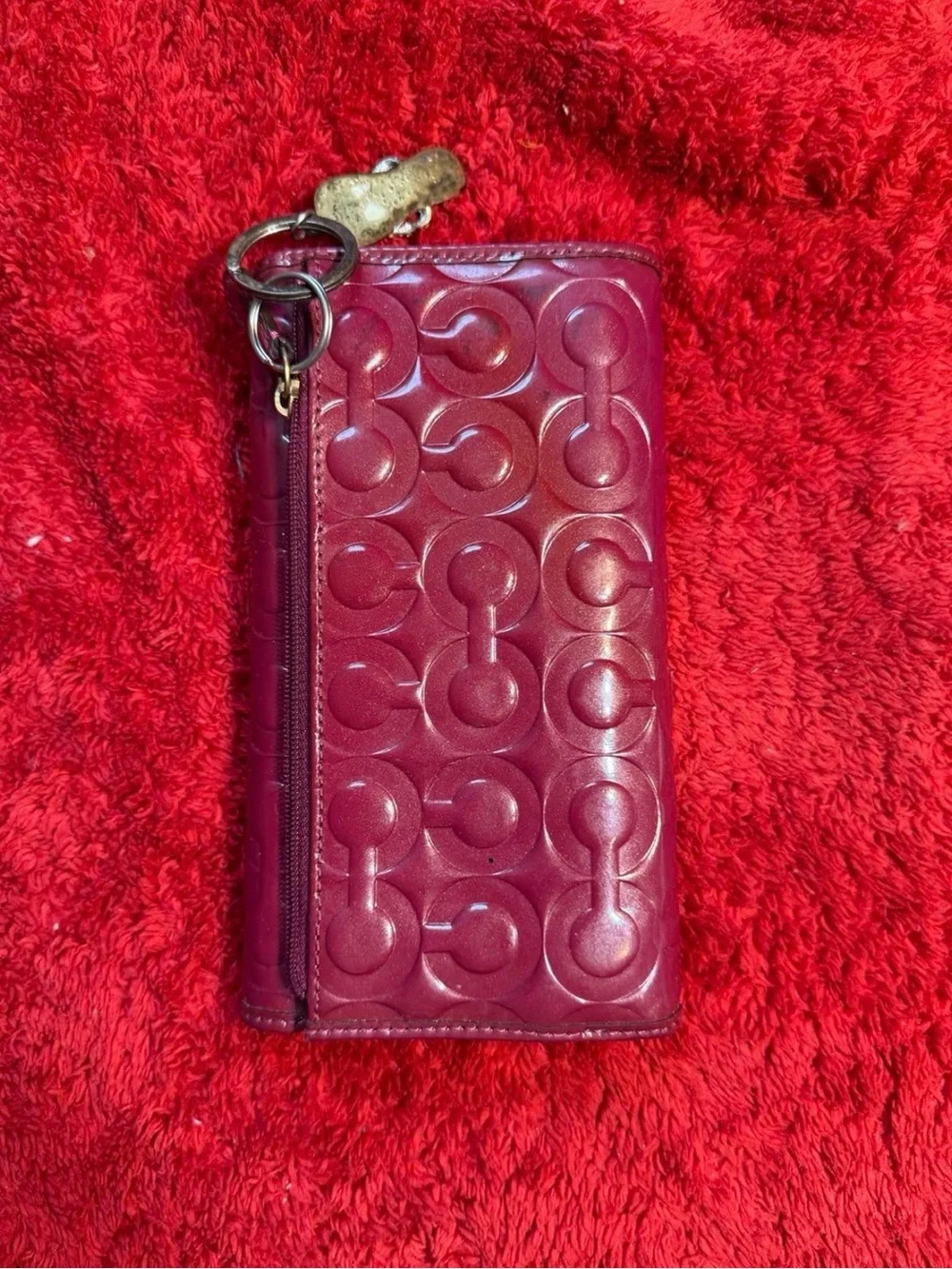 Coach Patent Embossed Signature Wallet - Berry